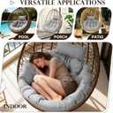 Swing Egg Chair Cushion Waterproof Washable Hanging Chair Cushions with Ties Thicken Large Wicker Egg Chair Cushion Outdoor with Headrest Pillow,Light Grey,45 * 45 in