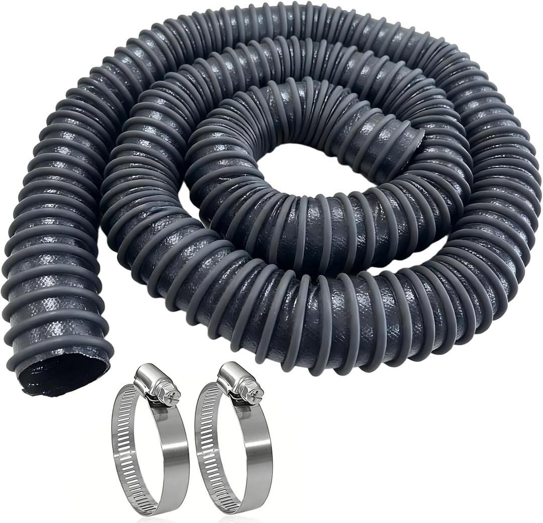 3" ID x 11' Length Heavy-Duty Car Exhaust Hose with Two Hose Clamps for Garage, EPDM Rubber Pipe for Automotive Exhaust Vent, 600°F Heat Resistant Spliceable Exhaust Tailpipe Hose for Auto Shop