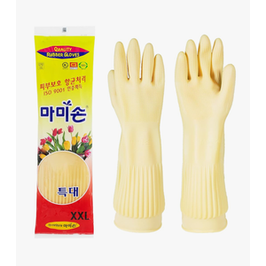 Mamison Kitchen Rubber Glove Pink (XXL Size 1 Pairs) Reusable Waterproof Household Dish washing Cleaning Rubber Gloves, Non-Slip Kitchen Gloves (White)