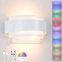 Lightess Battery Operated Wall Sconces with Remote Control, Dimmable Sconce Wall Light, Indoor Cordless Wall Lamp with Rechargable Bulb for Living Room Bedroom, White