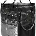 Reusable Grocery Bag On Wheels Large Capacity Shopping Trolley Foldable Rolling Tote with Outside Pocket, Heavy Duty Handle (Black, Large)