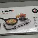 Hot Plates for Cooking, 1800W Electric Double Burner with Handles, 6 Power Levels Stainless Steel Hot Plate for Kitchen Camping RV Cast Iron