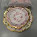 Tanlade 96 Pcs Pink Floral Plates and Napkins Serve 24, Disposable flower Paper Scalloped Dinner Plates 2 Ply Paper Napkins for Wedding Birthday Decorations Party Supplies