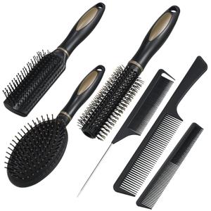 6 Pieces Detangling Styling Comb Set for Women and Men - For Straight, Curly, and All Hair Types (Black)