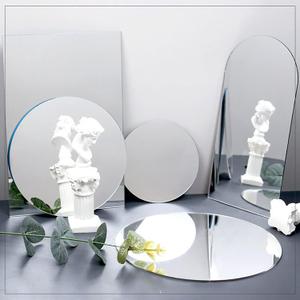 4PCS Geometric Mirror Photo Props Set, Acrylic Mirror Reflection Board Photography Background Props for Goods, Crafts, Lipstick, Jewelry, Cosmetics, Makeup Tools, Food