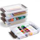 Citylife 4 Packs Portable Project Case, Clear File Box with Snap Lid, Stackable Plastic Organizers for Craft Projects (4 PCS- 12.6" x 9.06" x 2.87", White)