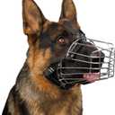 BRONZEDOG Wire Dog Muzzle German Shepherd for Medium Large Dogs Adjustable Durable Metal Basket for Biting Chewing Barking (L)