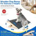 Dog Ramp for Stairs 4 Pack - Adjustable Solid Wood Foldable Indoor Pet Ramp for Senior & Injured Dogs, 2 Heights (4.2"/5.1"), Triangular Support & Non-Slip Carpet for Patio/Home, No Assembly (15.7L)
