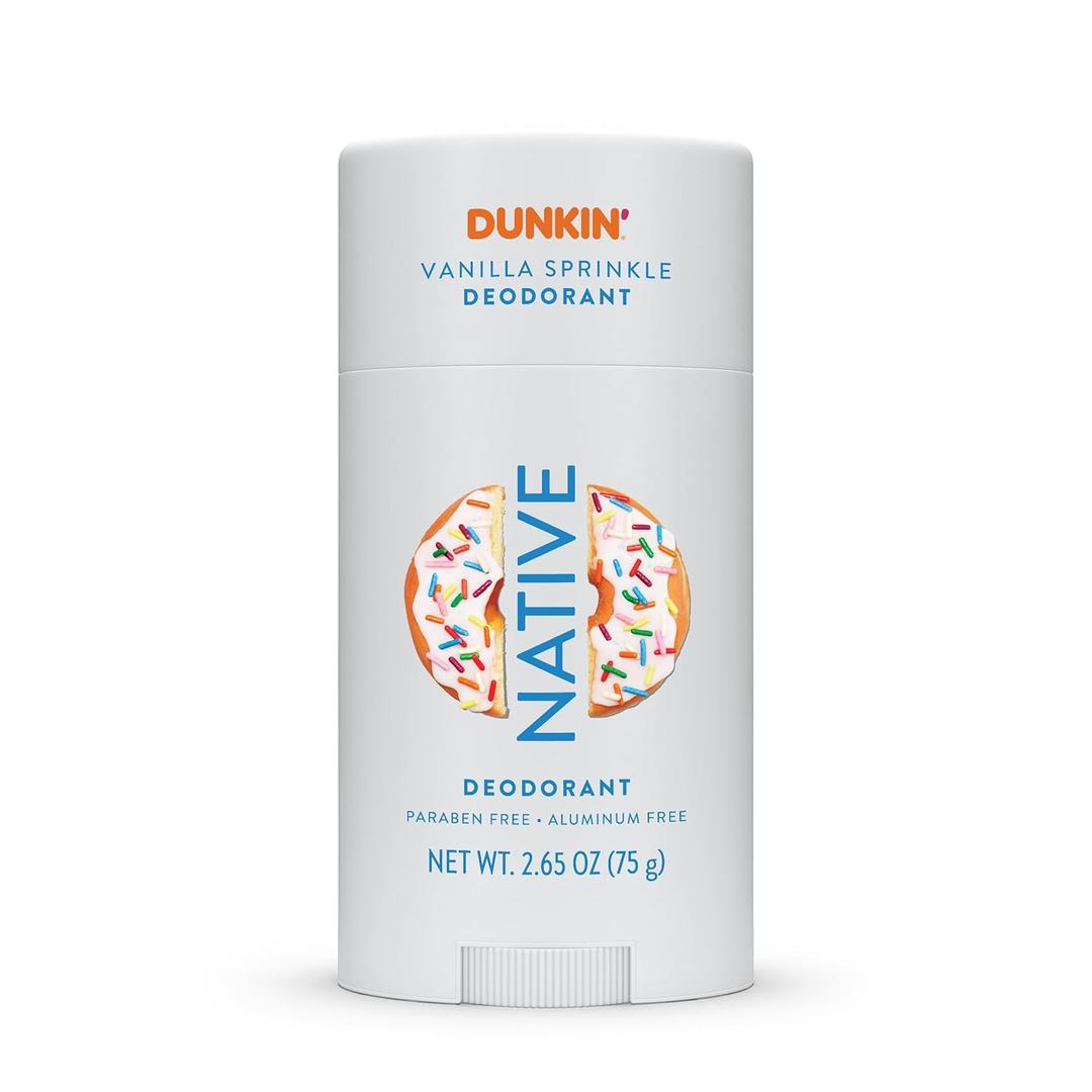 Native Deodorant | Limited Dunkin Donuts Edition | Aluminum Free with Baking Soda, Probiotics, Coconut Oil and Shea Butter | Vanilla Sprinkle 2.65oz