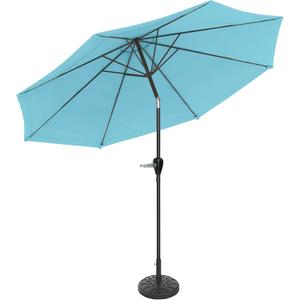 Pure Garden Patio Umbrella with Auto Tilt - 10ft Easy Crank Sun Shade with 19lb Weighted Base for Deck, Outdoor Furniture, or Pool (Blue), Large