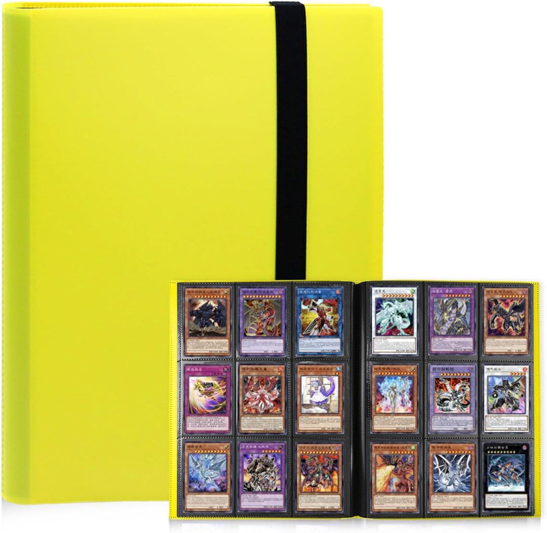 Card Binder 9 Pocket, PP Cover Trading Card Binder for 360 Cards, Sturdy Card Collection Album, Card Holder Folders for MTG, TCG, Game Cards & Sports Cards,Yellow