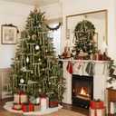 2 x 30 Pcs Velvet Bows for Christmas Tree, 5 x 7 Inch Vintage Rustic Christmas Ribbon Bows Ornaments for Tree Garland Wreath Gifts Outdoor Indoor Xmas Home Decorations(3/8'' Wide + 5/8'' Wide) (Khaki)