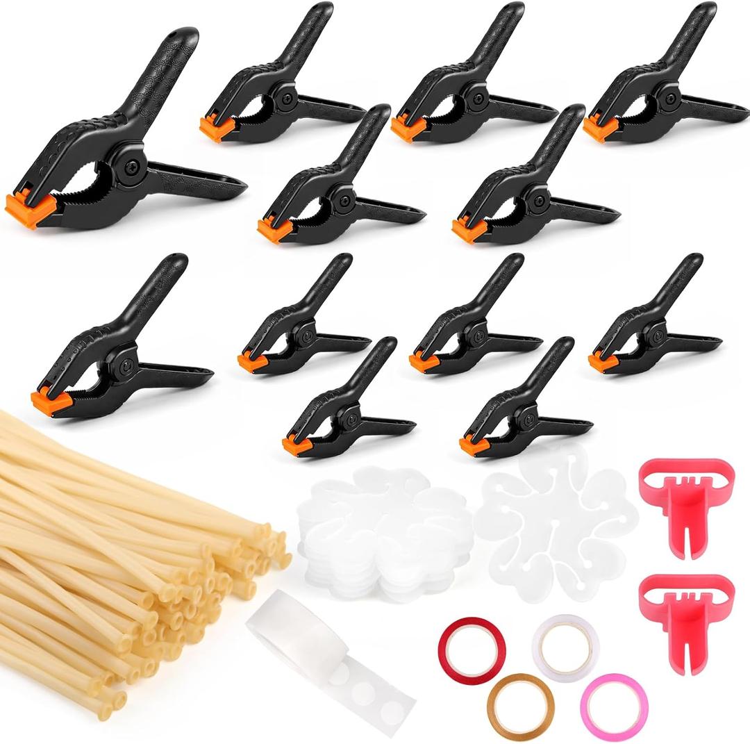 12 Pack Balloon Arch Clips (6x 3.8-in & 6x 4.5-in) Heavy Duty Clips, 100pcs Clear 260 Long Balloons and Multiple Accessories, Balloon Arch Set for Framed Backdrop Decorations Parties Photography DIY