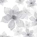 WILLBOND 36 Pcs 3 Size Christmas Poinsettia Christmas Tree Flowers Glitter Faux Flowers Decoration Artificial Poinsettia Ornaments for New Year Home Outdoor Decoration (Silver,3/4/ 6 Inch)