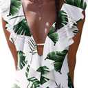 SPORLIKE Women One Piece Swimsuit V-Neck Ruffle Bathing Suit Padded Monokini (Medium)