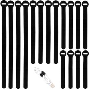 150PCS Reusable Cable Ties - 4+6+8+10inch Multi-Purpose Cable management Hook & Loop Cable Straps Wire Ties,Adjustable Fastening Cord Organizer,Cable Organizer for Home,Office and Data Centers,Black