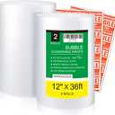 wanguagua 2 Pack 12 Inch x 72 ft Total Bubble Packing Wrap for Moving Boxes Shipping Cushioning Supplies Perforated Every 12 (Clear)