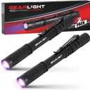 GearLight UV Black Light Flashlight S100 [2 Pack] - Mini Blacklight Ultraviolet Pen Lights for Leak and Hotel Inspection - Pet Urine, Bed Bug, Scorpion, Stain, and Dye Detector