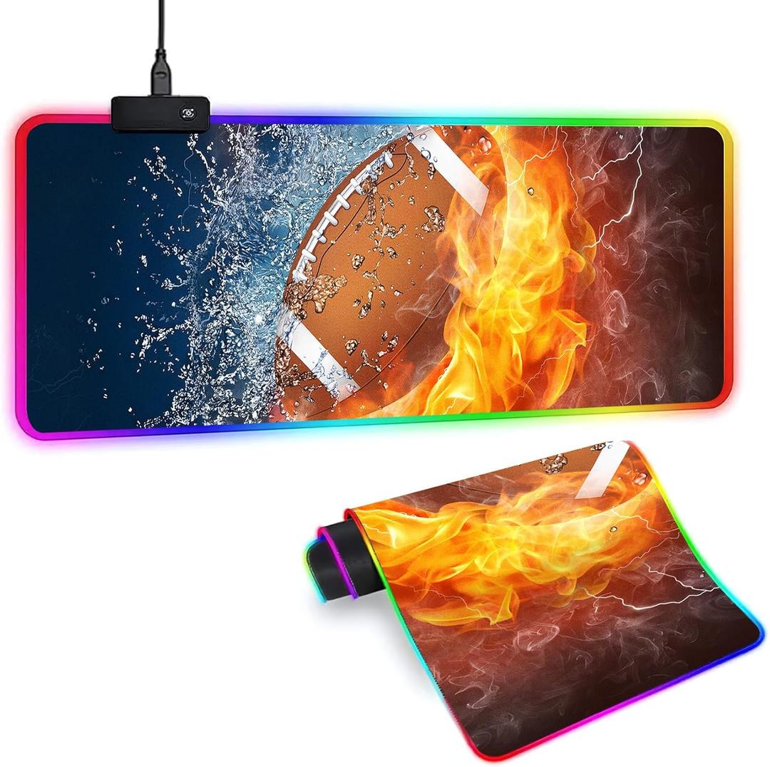 Sbarklo XL RGB Gaming Mouse Pad with 14 Light Modes  Light Up Gamer Mouse Pad,31.5 x 11.8in NonSlip 4 Keys Style Led Large Gamer Mousepad, Black Long Glowing Gaming Accessories for Desk, Waterproof