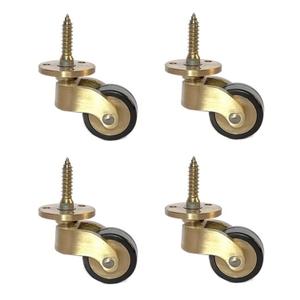 Solid Brass Caster Wheel,25mm Antique Style Casters,Moving Caster Wheels,360 Swivel Caster,Vintage Rubber Castors for Furniture, with Screws, Load 330 lbs of 4 Packs