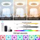 24" Low Profile Ceiling Fan with RGB Lights, Bladeless Ceiling Fan with Remote/APP/Voice Control, 6 Speeds Flush Mount Smart Ceiling Fan for Kids Bedroom/Kitchen/Dining Room