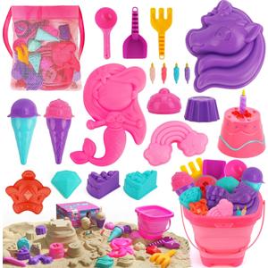 TOY Life 23 Pcs Unicorn Beach Toys for Kids Ages 4-8 Collapsible Sand Toys with Silicone Bucket Shovels & Sand Castle Building Kit Molds, Sandbox Toy for Travel, Beach Party, Fishing, Summer Toys TOY Life 23 Pcs Unicorn Beach Toys for Kids Ages 4-8 Collapsible Sand Toys with Silicone Bucket Shovels & Sand Castle Building Kit Molds, Sandbox Toy for Travel, Beach Party, Fishing, Summer Toys