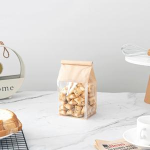 100 Pcs Bread Bags with Tin Tie, Loaf Bags Made Of Brown Cotton Paper, Storage Packing Bag with Clear Window for Bakery, Cafe, Homemade Bread, Mini Size 3.9 Inch