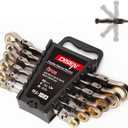 DISEN 6PCS 90 Teeth Ratcheting Wrench Set Double Box End Flex Head with Gray Nickel Coated Ratchet Wrench Set with Organizer, 12 Point 4 Swing Arc, CR-V Steel, for Home Daily Use, Gift for Man