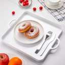 Square Serving Trays with Handles Melamine White 12.5x12.5 Inch Spill Proof Kitchen Eating Trays Set of 2 for Cafeteria Cafe Food Appeizer Dessert Snack Dinner Lunch Breakfast,TR14-02