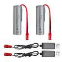HHKJ 2PCS 7.4V 2000mAh 15C 2S T Plug Rechargeable Li-ion Battery with 1 to 2 Charger for 4WD High Speed RC Car and Most 1/12, 1/16, 1/18 Scale RC Car,Truck RC Ship Engineering Vehicle Backup Battery