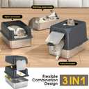 Large Stainless Steel Cat Litter Box with Lid - Odor-Resistant & Enclosed Design, Anti-Leakage & Non-Sticky Surface for Easy Cleaning (Gray) Medium/Large Cats (23.8“x16.1")