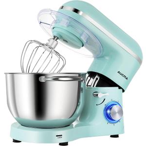 Aucma Stand Mixer,6.5-QT 660W 6-Speed Tilt-Head Food Mixer, Kitchen Electric Mixer with Dough Hook, Wire Whip & Beater (Blue, 6.5QT)