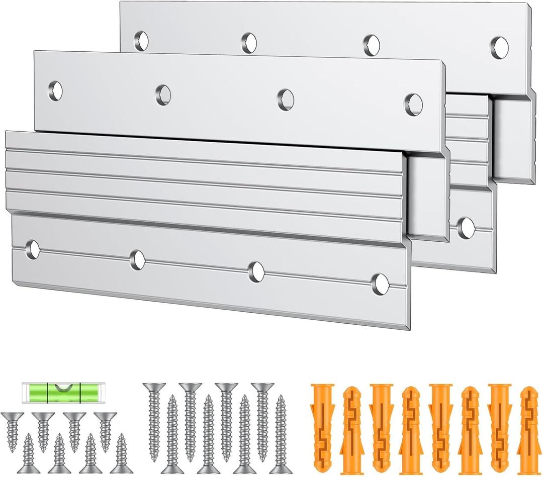 Uniclife 2 Pairs 6 Inch French Cleat Hanger 60 lbs Load Heavy Duty French Cleat Picture Hanger Aluminum Alloy Mirror Hanging Hardware Wall Mounting Bracket Interlocking Z Bar Clip with Bubble Level