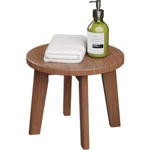 Wooden Step Stools for Kids,Small Portable Wood Stepping Stools Bamboo Shower Stool for Adults Sturdy Non-Slip Bench 300 lbs in Office Bathroom Kitchen Plant Stand 10inch (Round) (11.22x11.22x10.04, Walnut)