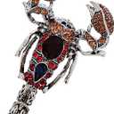 Steampunk Silver-tone Red Blue Crystal Scorpion Brooch with Bend Tail