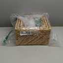 3 Pack Natural Water Hyacinth storage basket with Handle, Rectangular Wicker Basket for Organizing, Decorative Wicker Storage Basket for Living Room, 3 Mixed Sizes