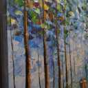 Diathou Art Hand-painted Landscape Oil Painting Contemporary Abstract Vertical Blue Texture Oil Painting Living Room Bedroom wall Decoration 48x24 inch