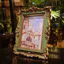5x7 Vintage Picture Frame, Antique Green and Gold Ornate Photo Frame for Wall Hanging or Tabletop Display, Retro Home Decor, Photo Gallery Art