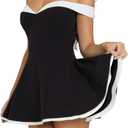 Women's Off Shoulder Mini Dress Slimming Summer Sleeveless Sexy Corset Short Party Bodycon Y2K Dresses (Black, L)