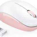 seenda Wireless Mouse for Laptop, 2.4G Noiseless Mouse with USB Receiver - Optical Tracking Portable Computer Mice for Chromebook, PC, Tablet, Windows System, 24 Months Battery Life - Pink & White