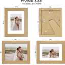 Hongkee 6x8 Picture Frame Set of 4, Made of Real Glass and Natural Oak Frame - Display Picture 4x6 with Mat or 6x8 Without Mat, 6 by 8 Photo for Wall or Tabletop