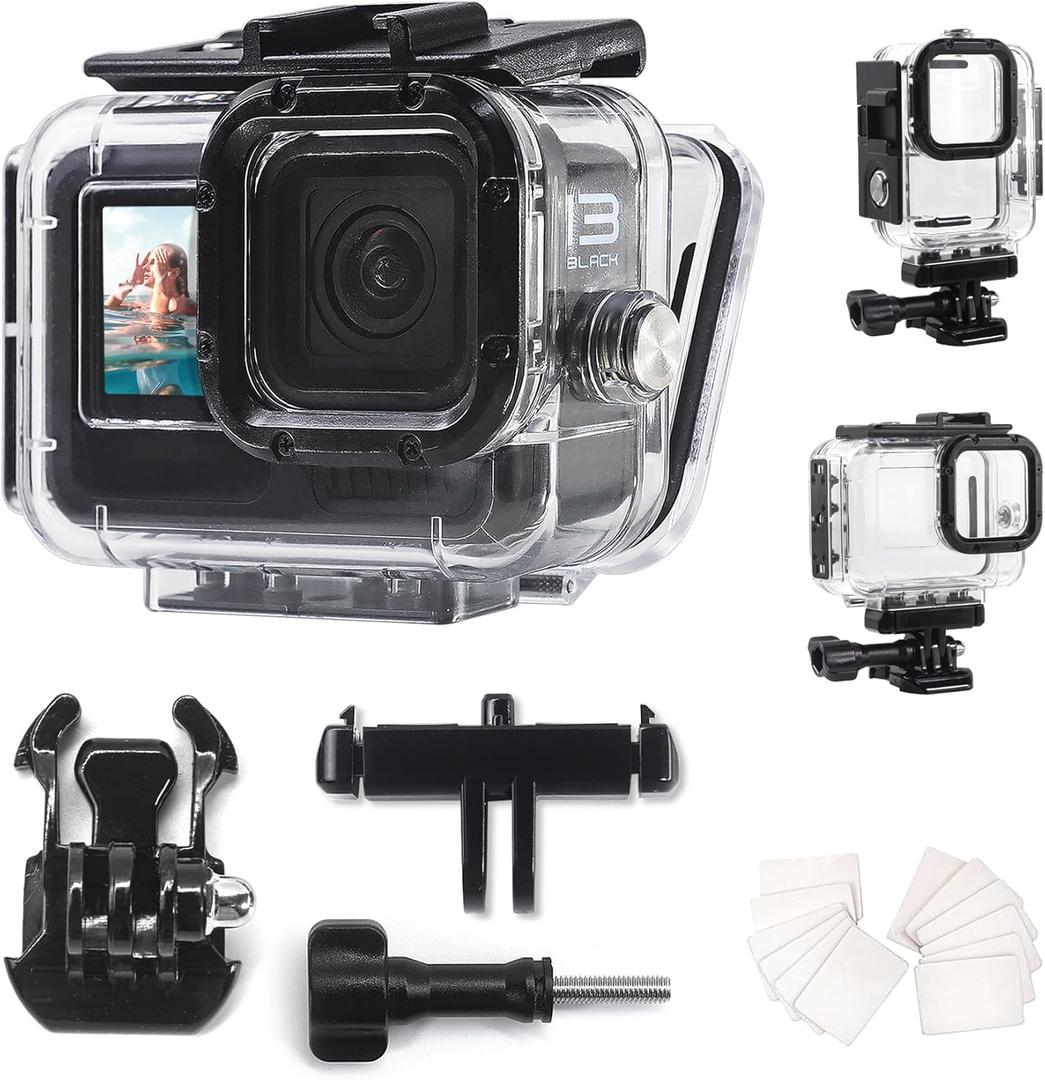 FitStill Underwater Waterproof Diving Housing for Go Pro Hero 13/12/11/10/9 Black,60M/196FT Protective Underwater Diving Housing Shell Accessories (Hero13/12/11/10/9 Black Magnetic case)