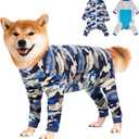 Dog Recovery Suit Full-Zipper After Post-Surgery Large Medium Dogs, Dog Bodysuit for Prevent Licking& Chewing Wounds Onesies Cone Alternative (Camouflage, 2X-Large)
