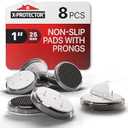 X-Protector Nail On Non Slip Furniture Pads - 8 PCS 1" - Premium Chair Leg Floor Protectors - Black Rubber Feet for Furniture Feet - Ideal Rubber Stoppers Chair Leg Pads to Keep Anything in Place!