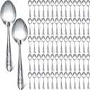 Nuogo 200 Pieces Dinner Spoons Set 6.69 Inches Silverware Spoons Bulk Stainless Steel Food Grade Tablespoons for Home Restaurant Kitchen Dishwasher Safe (C)