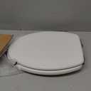 MAYFAIR 1844BNA 000 Toilet Seat with Brushed Nickel Hinges will Never Come Loose, ELONGATE, White - Brushed Nickel