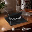 Military Police Hat Display Case Clear Acrylic Hat Display Box with Black Base & Stainless Steel Risers | Acrylic Baseball Cap Holder Stand | Showcase for Military Hats, Sports Caps & Mini Helmets