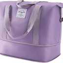 Travel Duffel Bag Weekender Bags for Women Foldie Travel Bag Expandable Overnight Bag Water-resistant for Sports Gym (Purple)