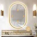 Niccy Oval LED Mirror for Bathroom, 36x24 Front Lit + Backlit Vanity Mirrors with Light Anti-Fog, Shatter-Proof, 3 Colors, Makeup Mirror with Gold Frame (Horizontal/Vertical)