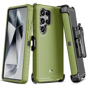 M MYBAT PRO Maverick Series for Samsung Galaxy S25 Ultra Case with Belt Clip Holster, 6.9 inch, Heavy Duty Military Grade Drop Protective Case w 360° Rotating Stand (No Screen Protector) Army Green